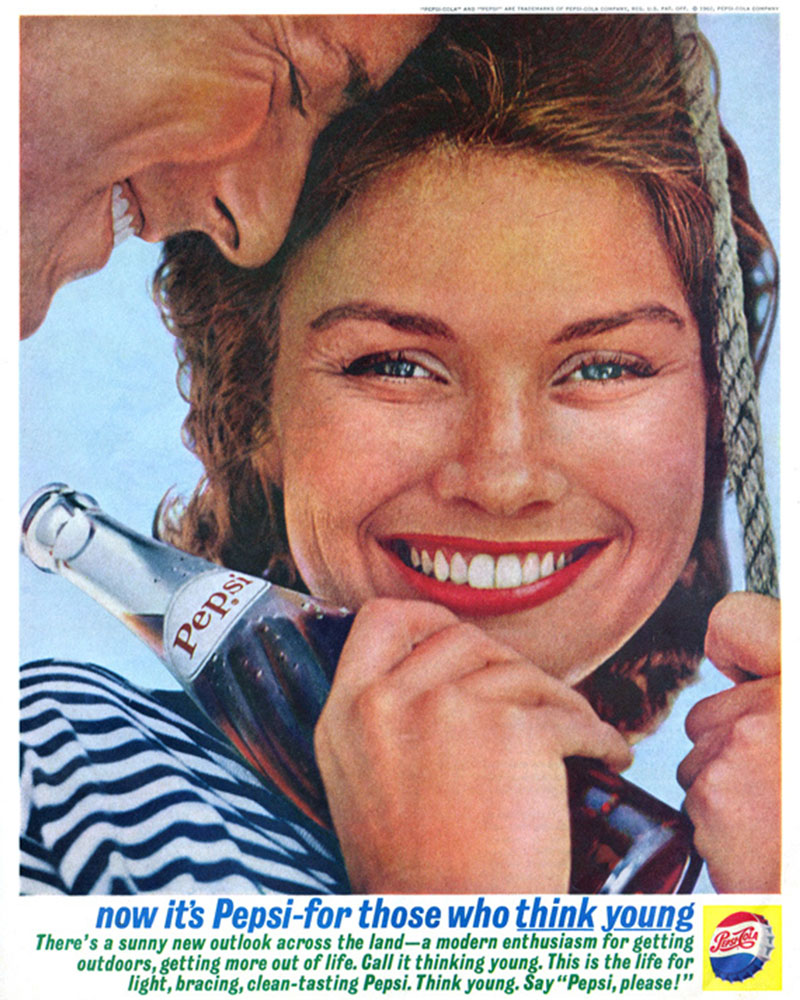 A Pepsi print advertisement from the 1950s and 1960s.