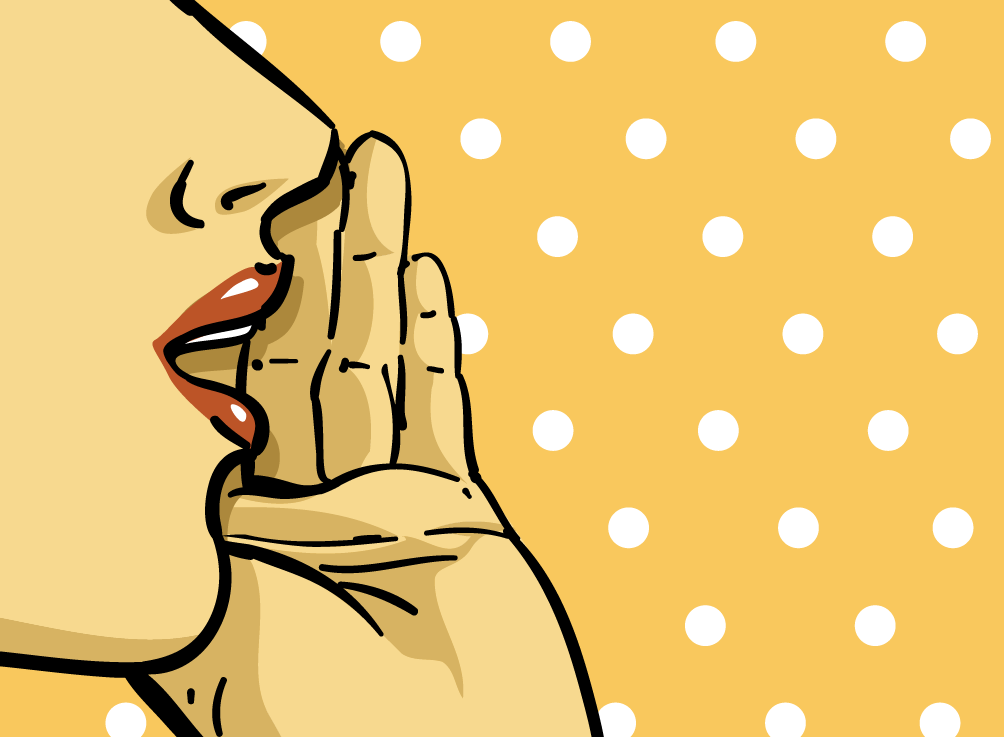 illustration of a women cupping her hard to the side of her mouth like a megaphone to announce an important message to her audience