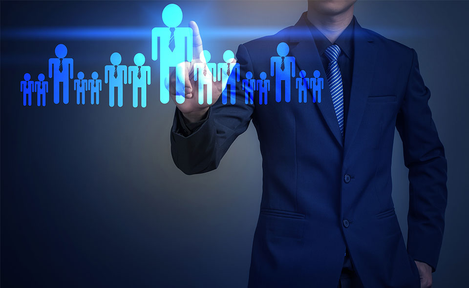 Graphic illustration of a person selecting a new target audience.