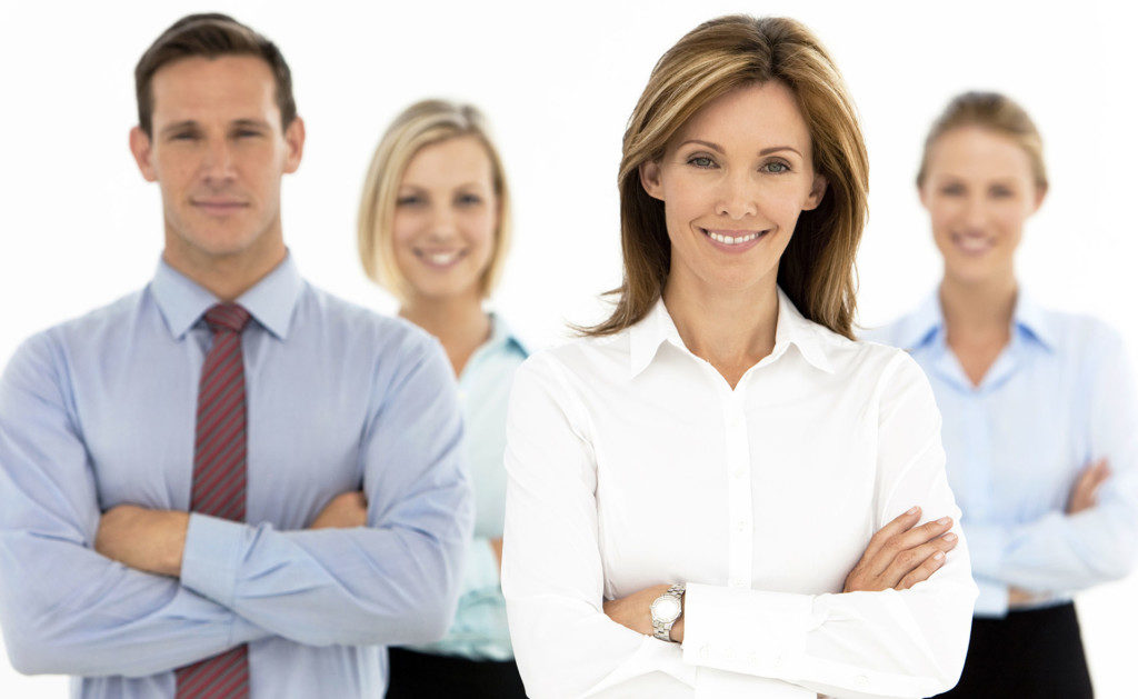 Picture of four recruiters dressed in business clothes.