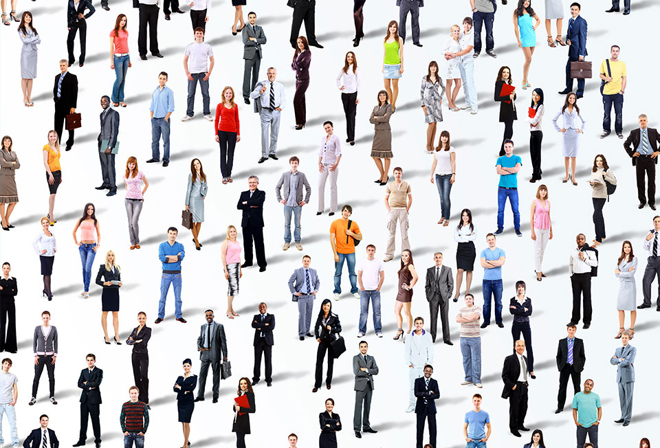 A picture of many people from all demographics.